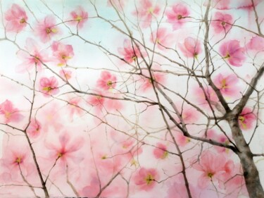 Magnolia Blossoms - Pink Magnolias - Fleurs de magnolia Ζωγραφική με τίτλο "Magnolia Blossoms -…" από Olga Beliaeva, Αυθεντικά έργα τέχνης, Ακουαρέλα