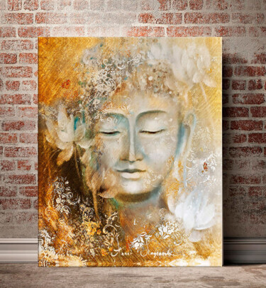 Gold painting, print on canvas, Gold wall decor, Boho art 绘画 标题为“Gold painting, prin…” 由Annet Loginova, 原创艺术品, 墨
