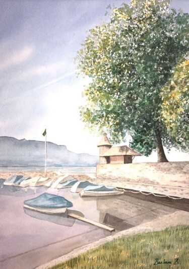 绘画 标题为“Lac en Sommeil (La…” 由Barbara B., 原创艺术品, 水彩 安装在纸板上
