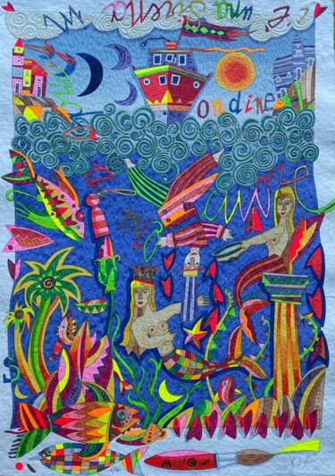 印花与版画 标题为“C'è una sirena in f…” 由Francesco Musante, 原创艺术品, 丝网印刷