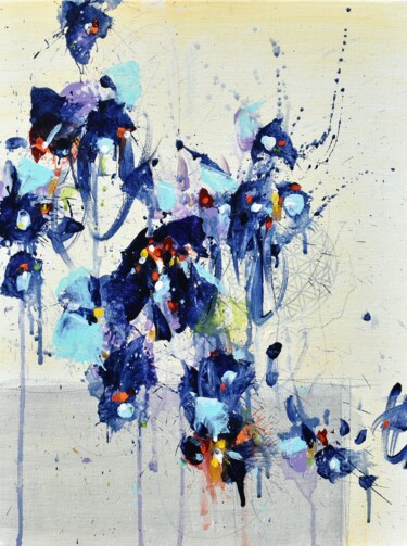 Painting titled "Fleur de Vie (Flowe…" by Cynthia Ligeros, Original Artwork, Acrylic Mounted on Other rigid panel