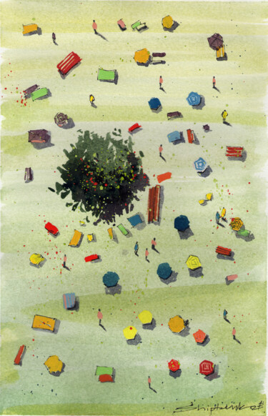 Lawn Painting titled "Lawn" by Bogdan Shiptenko, Original Artwork, Watercolor