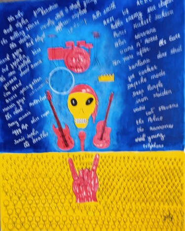 Painting titled "Légendes du rock" by Pulsart, Original Artwork, Acrylic Mounted on Wood Stretcher frame