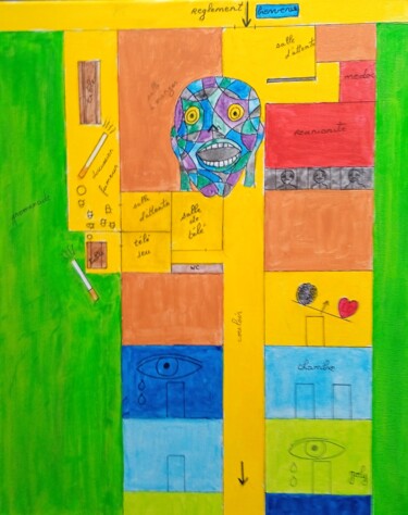 "Psychiatric" başlıklı Tablo Pulsart tarafından, Orijinal sanat, Akrilik Ahşap Sedye çerçevesi üzerine monte edilmiş