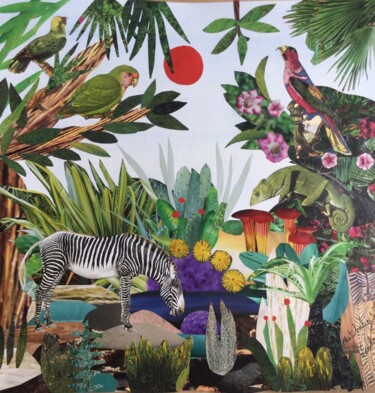 Collages titled "Havre de paix" by Nathalie Vanlaer, Original Artwork, Collages