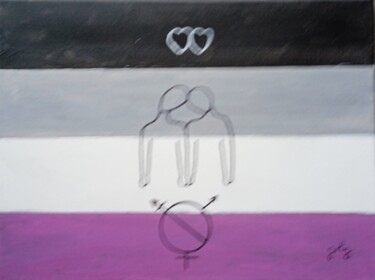 Painting titled "Asexualité" by Pulsart, Original Artwork, Acrylic Mounted on Wood Stretcher frame