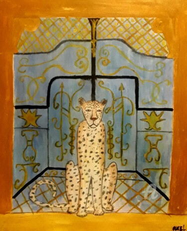 제목이 "Leopardo"인 미술작품 Axel Frías로, 원작, 기름 유리에 장착됨