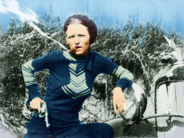 Painting Of Bonnie Parker Of Bonnie And Clyde 2 「Painting Of Bonnie…」というタイトルの絵画 Tony Rubinoによって, オリジナルのアートワーク, アクリル ウッドストレッチャーフレームにマウント