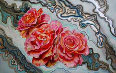 Painting titled "Red pleasure. Huge…" by Julia Crystal, Original Artwork, Oil