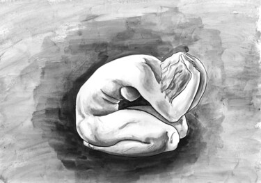 图画 标题为“Nude / Обнаженная” 由Владимир Абаимов, 原创艺术品, 墨