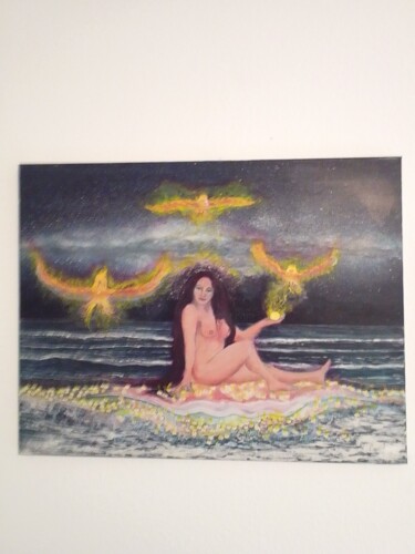 绘画 标题为“Aphrodite aux phoen…” 由Bruno Crovi, 原创艺术品, 丙烯
