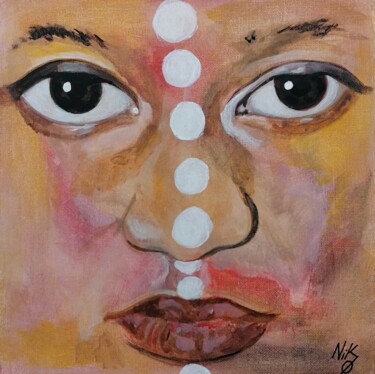 Painting titled "Aya's Mask" by Nicolas Alibar, Original Artwork, Acrylic
