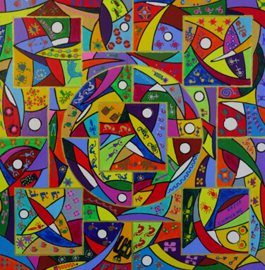 Telle une plante d'or Painting titled "Telle une plante d'…" by Patrick Chaneac, Original Artwork, Acrylic