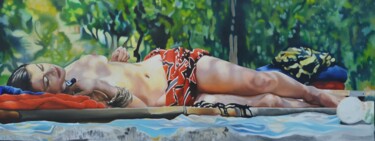 Peinture intitulée "La margelle bleue" par Mmd, Œuvre d'art originale, Huile