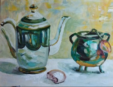 Painting titled "Натюрморт чайный" by Elena Borodki, Original Artwork, Oil