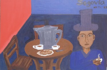 绘画 标题为“El café y su malqui…” 由Eduardo González., 原创艺术品, 油