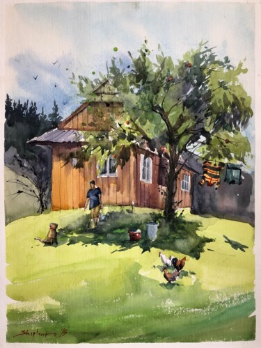 Painting titled "Ukraine Village Yar…" by Bogdan Shiptenko, Original Artwork, Watercolor