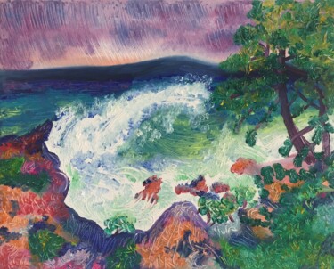 #Cap d'Antibes Peinture intitulée "#Cap d'Antibes" par François Martigné, Œuvre d'art originale, Huile