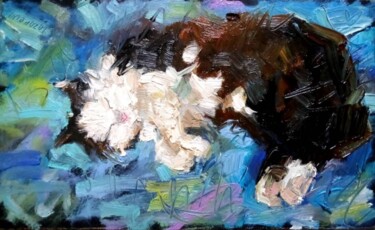 绘画 标题为“Cat Black & White” 由Valerie Lazareva, 原创艺术品, 油