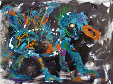 绘画 标题为“animal magique 59” 由Arnaud Broutin, 原创艺术品, 丙烯 安装在木质担架架上
