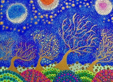 Peinture intitulée "BALADE NOCTURNE  (…" par Flod, Œuvre d'art originale, Acrylique