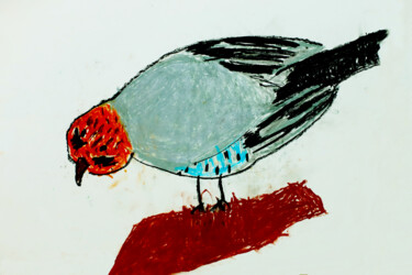 Рисунок под названием "oiseau sage" - Annashori, Подлинное произведение искусства, Пастель