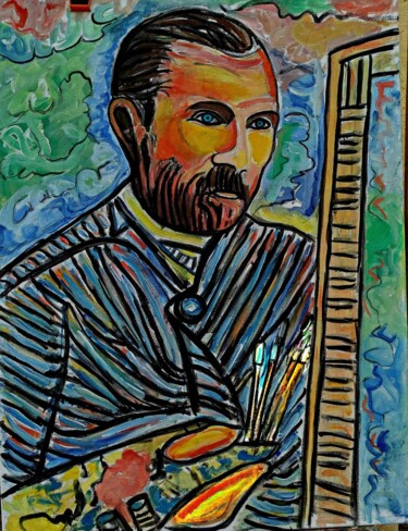 Painting titled "Vincent Van Gogh ,…" by Grégoire Koboyan (Cricorps), Original Artwork, Oil