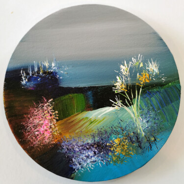 Painting titled "La rotation du temps" by Muriel Cayet, Original Artwork, Acrylic Mounted on Wood Stretcher frame