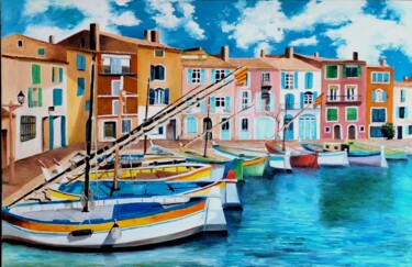 Peinture intitulée "Le port du miroir a…" par Jean Noel Remy, Œuvre d'art originale, Huile