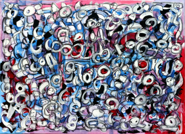Pittura intitolato "The celebration in…" da Riccardo Vitiello, Opera d'arte originale, Acrilico Montato su Telaio per barell…
