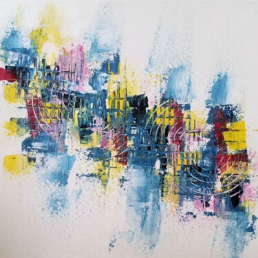 Painting titled "Abstrait peigné" by Irma Dhondt, Original Artwork, Acrylic Mounted on Wood Stretcher frame