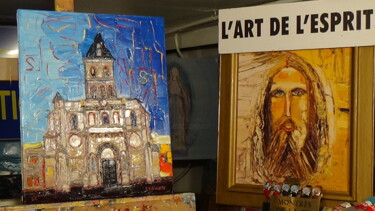 Malerei mit dem Titel "basilique saint seu…" von Frederic Servian, Original-Kunstwerk, Öl
