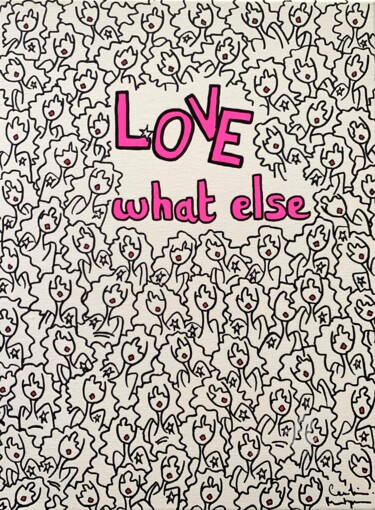 图画 标题为“Love What Else” 由Caroline Montigneaux, 原创艺术品, 标记 安装在木质担架架上