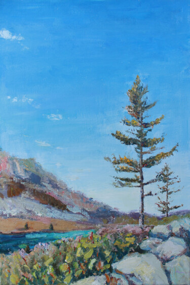 Spruce over Karakol lakes Painting titled "Spruce over Karakol…" by Volha Milashevich, Original Artwork, Oil