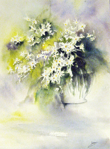 Картина под названием "Fleurs de Printemps" - Les Aquarelles D’Uve, Подлинное произведение искусства, Акварель