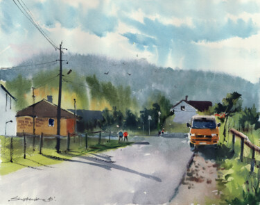 Skhidnytsya village / Ukraine Painting titled "Skhidnytsya village…" by Bogdan Shiptenko, Original Artwork, Watercolor