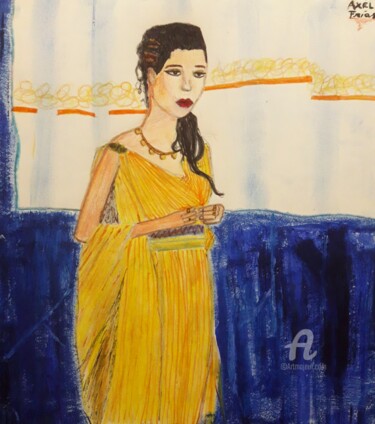 Painting titled "Emily Browning (Act…" by Axel Frías, Original Artwork, Oil Mounted on Glass