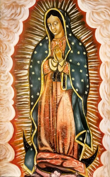 " Nuestra Señora De Guadalupe " 48" x 30" Acrylic on Canvas 绘画 标题为“" Nuestra Señora De…” 由Oscar Galvan, 原创艺术品, 丙烯 安装在木质担架架上