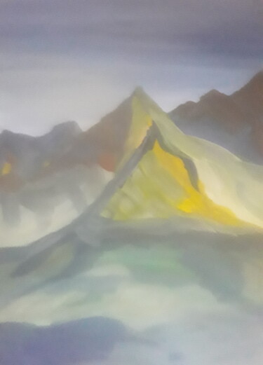 Schilderij getiteld "Peysage de montagne" door Ivan Skripel, Origineel Kunstwerk, Gouache