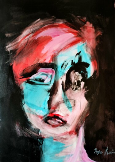 Painting titled "La mésange bleue" by Maryse Coin (Ryse Kaïa), Original Artwork, Acrylic Mounted on Wood Stretcher frame