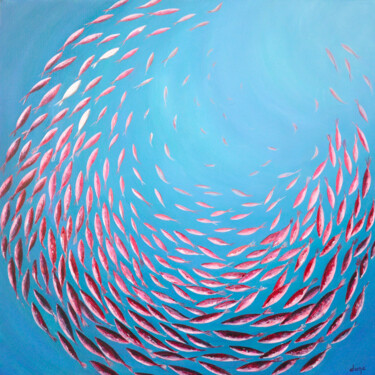 Painting titled "Le tourbillon rose" by Dane, Original Artwork, Acrylic Mounted on Wood Stretcher frame