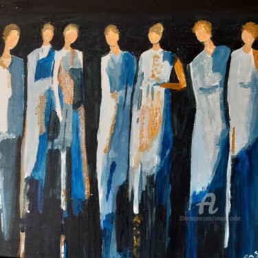 Peinture intitulée "défile de mode" par Simone Collet, Œuvre d'art originale, Acrylique Monté sur Châssis en bois