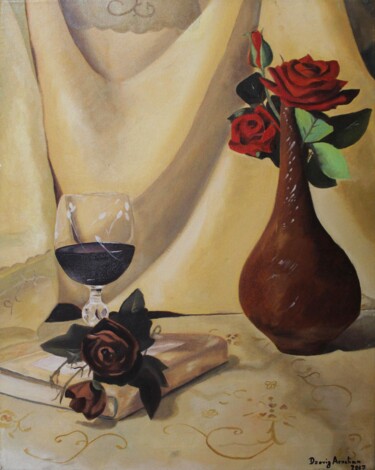 Painting titled "Still Life" by Dzovig Arnelian, Original Artwork, Oil