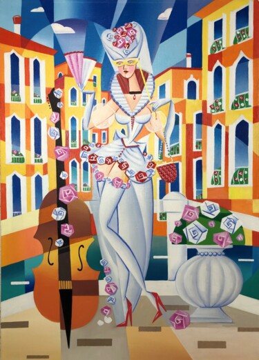 Italian coquet Peinture intitulée "Italian coquet" par Apollonas Soben, Œuvre d'art originale, Huile Monté sur Châssis en bois