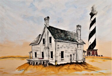 Cape Hatteras Keepers House Painting titled "Cape Hatteras Keepe…" by Timothy Seery, Original Artwork, Acrylic
