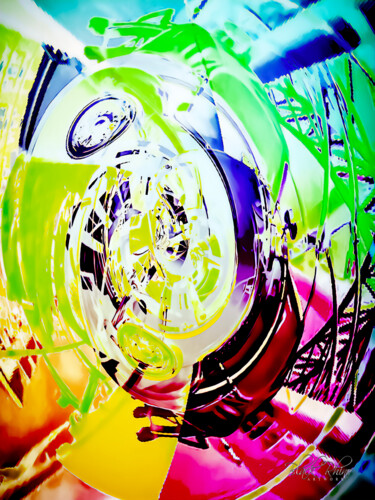 Printmaking titled "Chromatic Whirl" by Lewis R Freitag I I I, Original Artwork, Digital Print Mounted on Wood Stretcher fra…