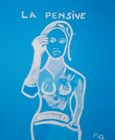 Pintura titulada "LA PENSIVE" por Gilles Piquereau, Obra de arte original, Oleo