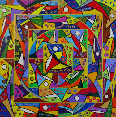 Painting titled "En galopant dans l'…" by Patrick Chaneac, Original Artwork, Acrylic
