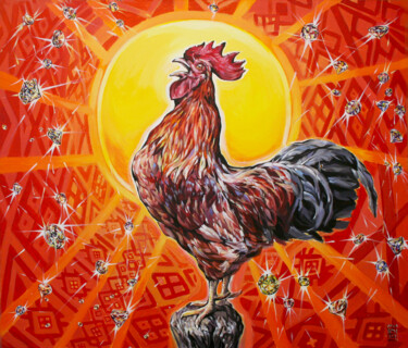 Painting titled "What did the rooste…" by Natalia Rezanova, Original Artwork, Acrylic