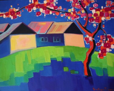 Pittura intitolato "Spring in the villa…" da Tigran Aveyan, Opera d'arte originale, Olio Montato su Telaio per barella in le…